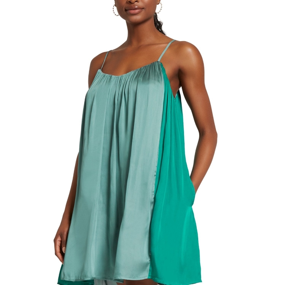 Strut & Bolt Sleeveless Satin Swing Dress W/Side Pockets